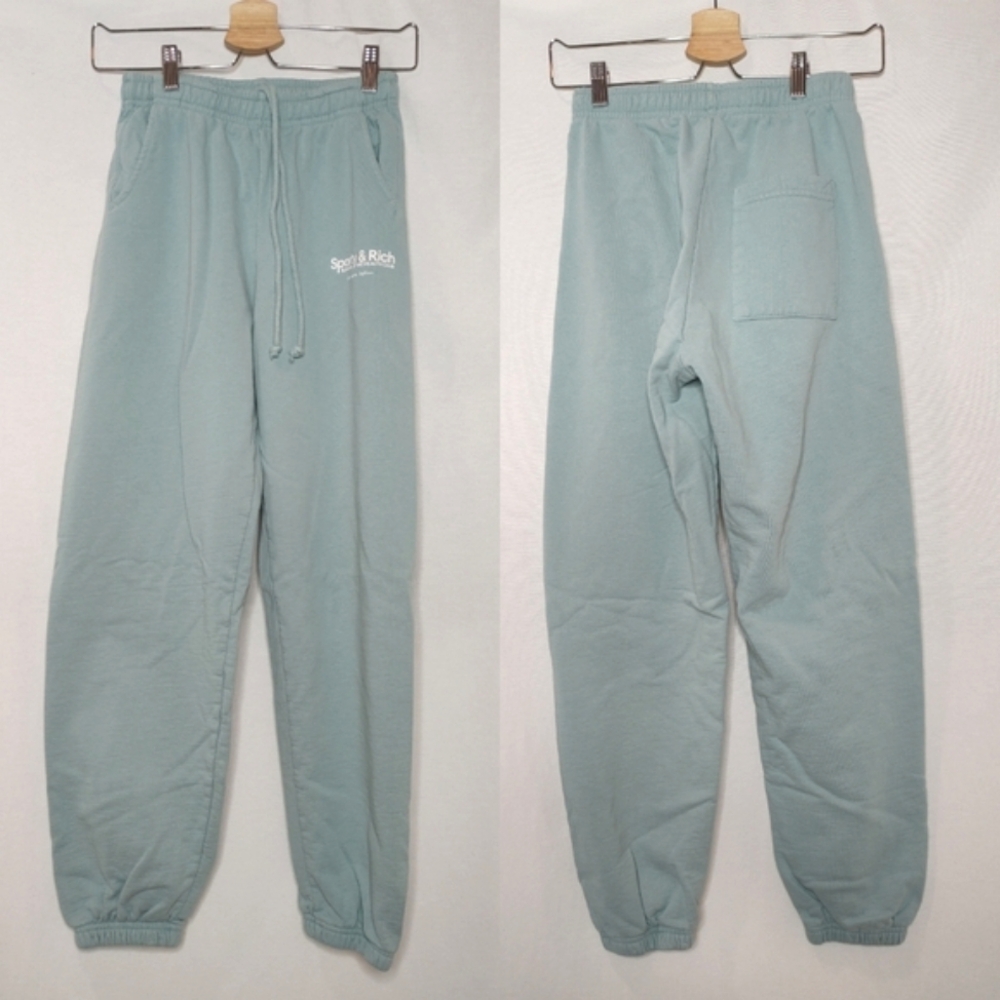 Sporty & Rich Club Sweatpants Unisex Cotton Blue Green XS Loungewear